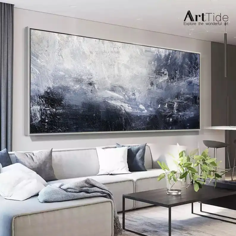 

Original Sky Landscape Painting,Deep Blue Sea Abstract Art,Sea Level Abstract Oil Painting,Abstract Art Oil Painting,Large Wall