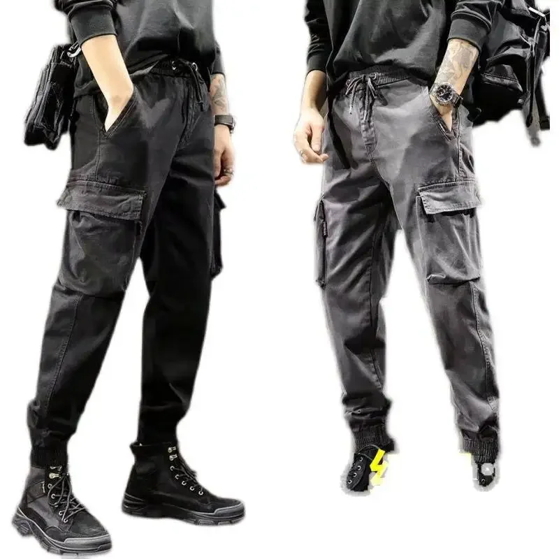 Trendy Brand Men's Casual Cargo Pants Spring Autumn Winter Seasonal Style Loose Fit Work Trousers Non-pretreated Fabric