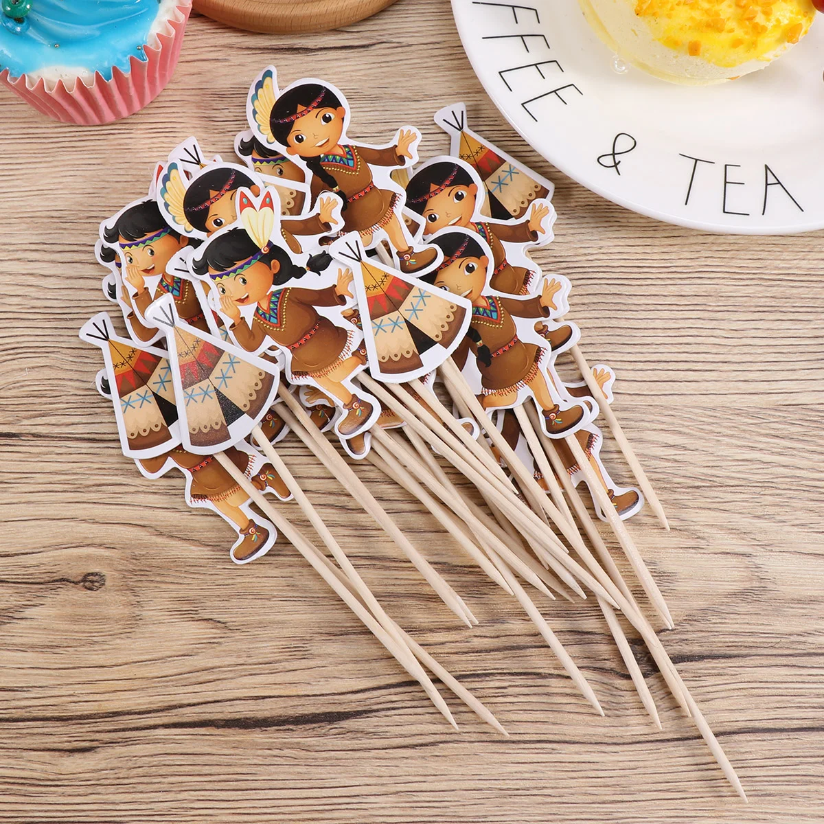 

24 Pcs Wedding Decoration Drinks Picks Thanksgiving Party Cupcake Toppers Supplies Fruit Paper