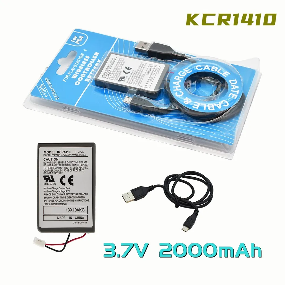 

highquality 3.7V 2.0Ah Battery For Gamepad PS4 Dualshock4 V1 Wireless controller + USB Charger Cable Rechargeable Batteries