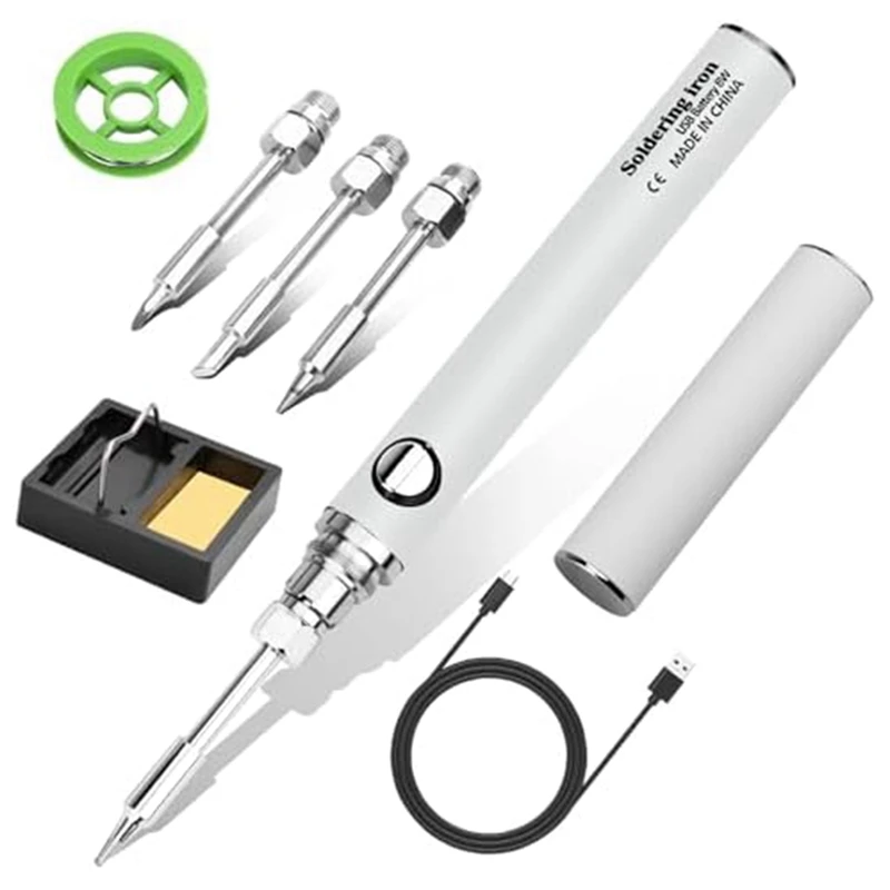 Комплект беспроводного паяльника, аккумуляторный USB-паяльник, паяльник с 3 регулировками температуры, простой в использовании, белый (art.: 3920ca264d9ee) - 3920ca264d9ee