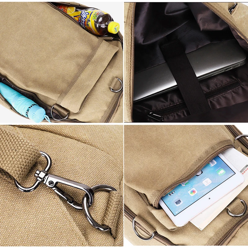 Canvas Gym Fitness Backpack Outdoor Sports Duffle Bag Travel Camping Daypack Student Laptop Backpack Carry on Hiking Rucksack