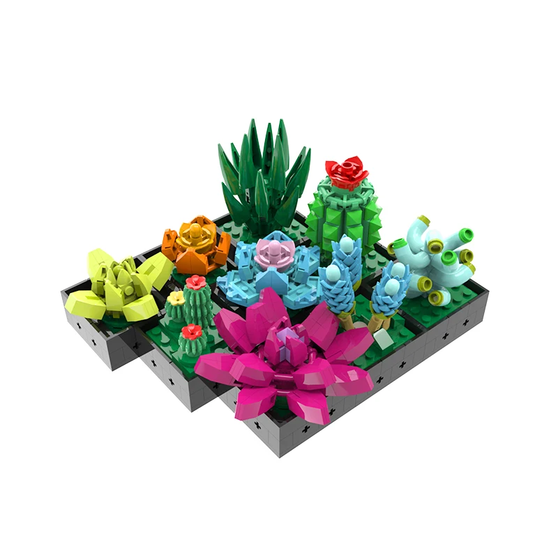 

MOC Mini Succulents Cactus Aloe Vera Plant Bonsai Building Block Kit Home Garden Decore Potted Artificial Flower Brick Model Toy