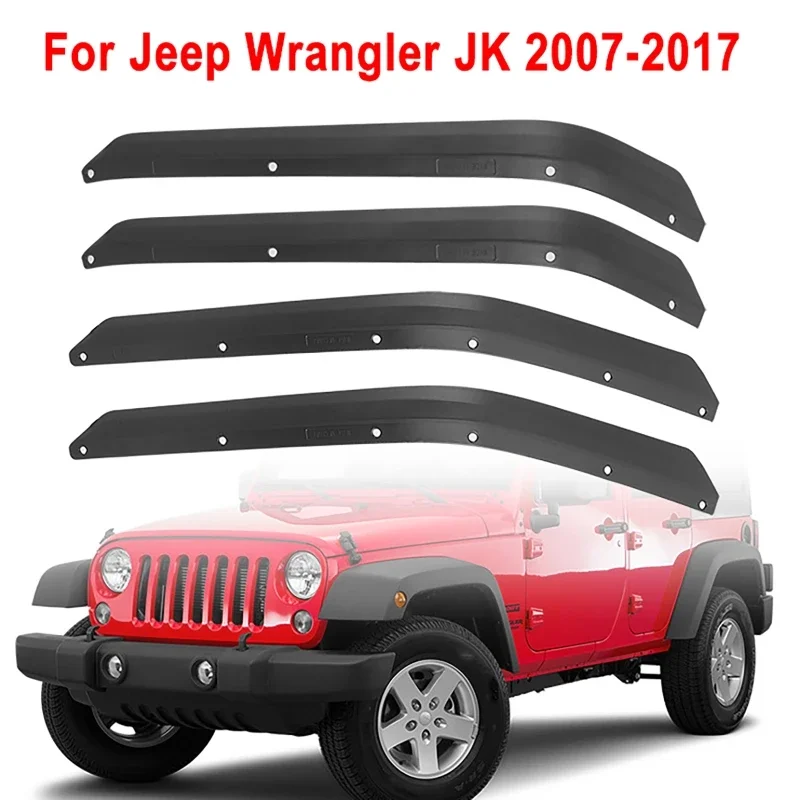 

Передние и задние расширители крыла для Jeep Wrangler JK 07-17, расширение, расширение, черный АБС-пластик, 4 шт., защита широкого колеса, расклешенное крыло для бездорожья