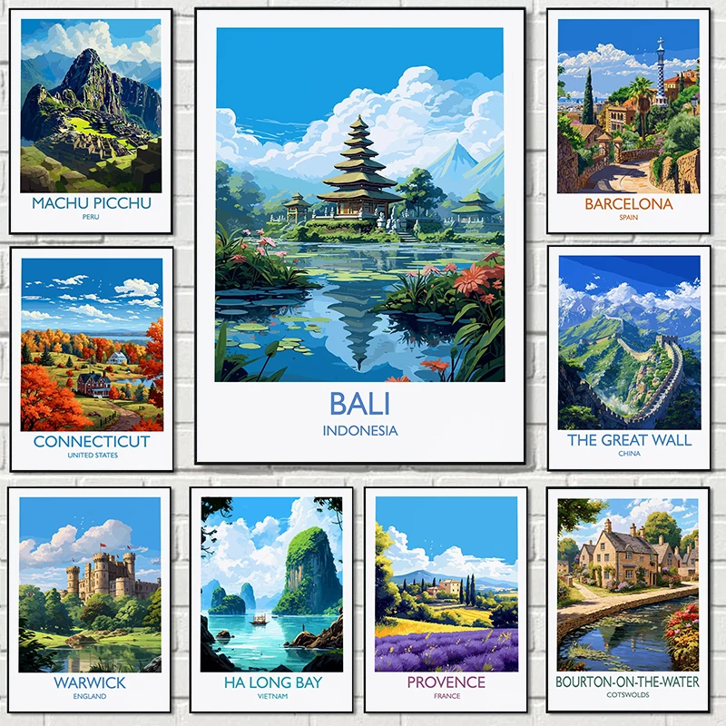 Скандинавский туристический город лес степ снежная гора деревня художественная