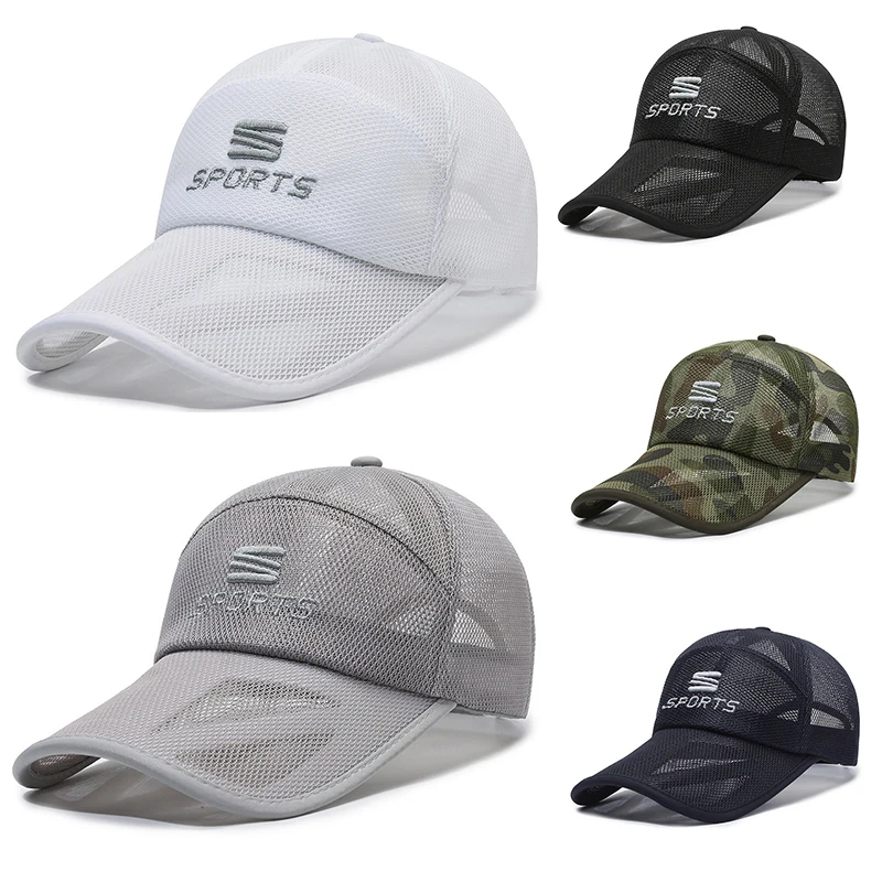 

Summer Baseball Cap Breathable Full Mesh Sun Hats For Men Women Oversize Sport Snapback Hat Solid Color Fashion Trucker Caps