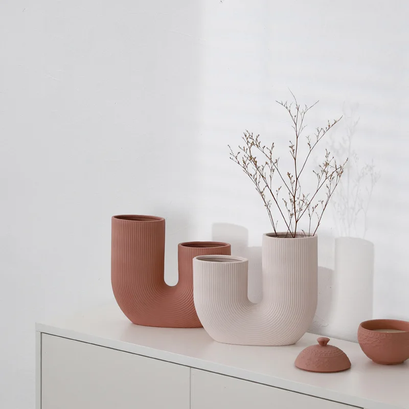 

New Creative Simple Striped Vase Decoration Creative Living Room Decoration Ceramic Flower Stand Home Decoration Home Decoration