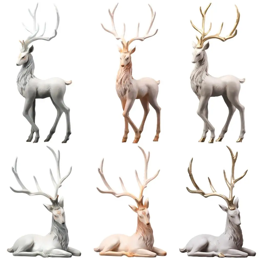 

Reindeer Ornaments Light Luxury Deer Decoration for Bedroom Figurine Statue