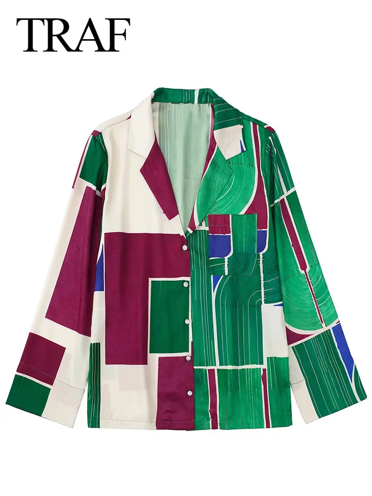 

TRAF New Fashion Temperament Stitching Blazer Jacket Single-breasted Long-sleeved Pocket Casual Loose Office Commuter Coat Wear