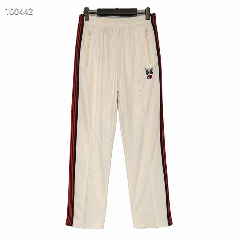 

New Apricot AWGE Needles Sweatpants Men Women Embroidered Butterfly Stripe Needles Pants Trousers gym