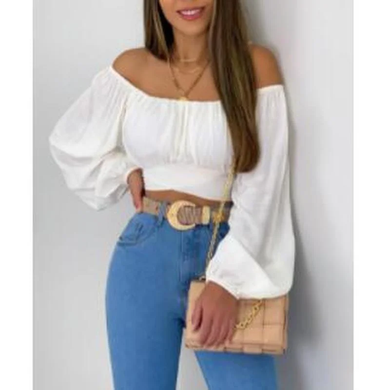 

2022 Spring and Summer Shirts Fashion Women Loose Pullover Bubble Sleeve Shirts Long Sleeve Tops Lady Clothing Elegant 20438