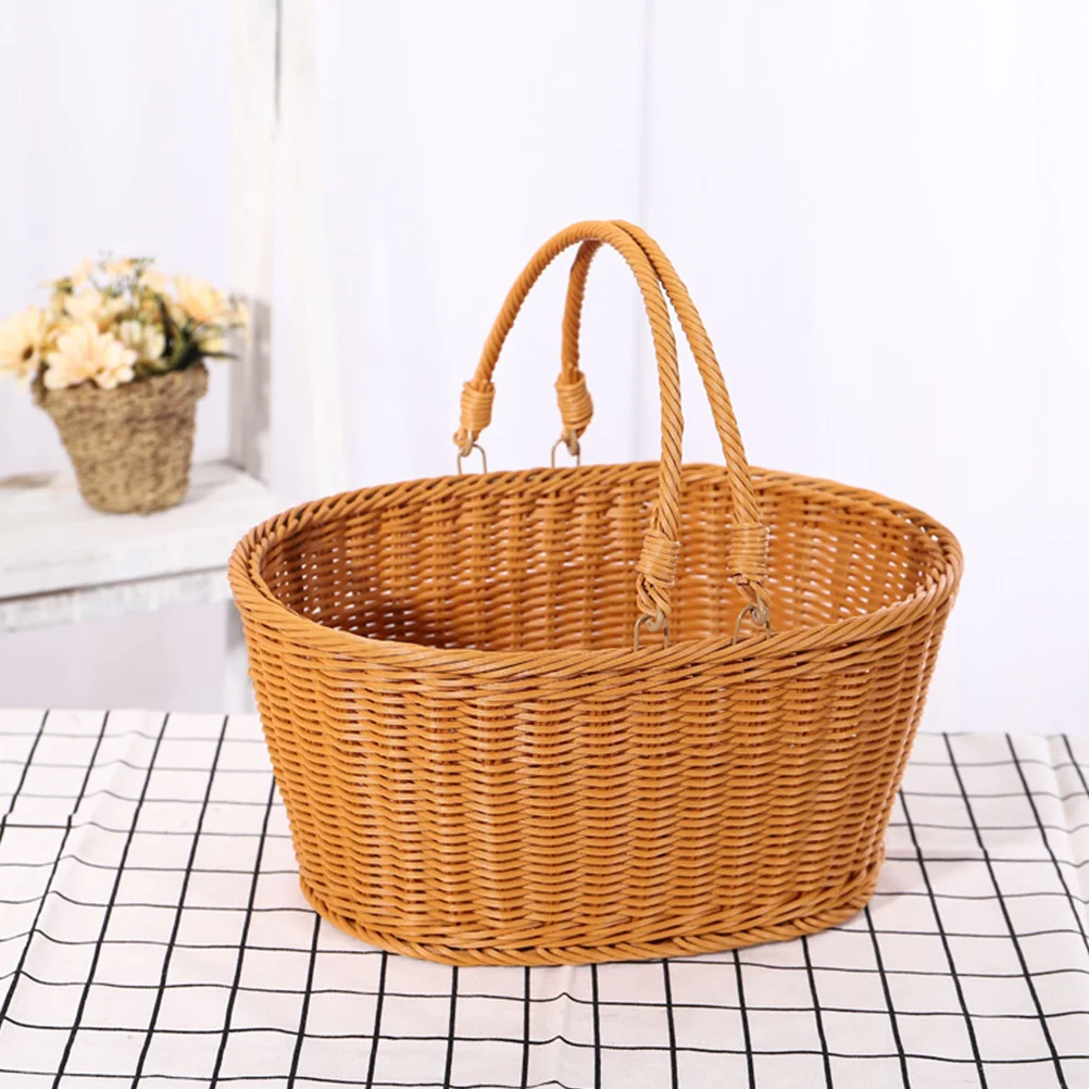 

Basket Wicker Storage Baskets Woven Decorative Wire Dessert Easter Jute Handle Wedding Gift Simulated