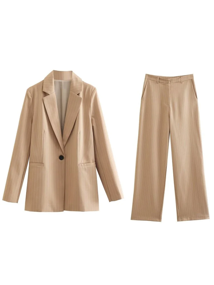 

2022 Summer Women Striped Pant Suits 2 piece sets Casual Loose Blazers and Trousers Female Street OL Suit Clothing