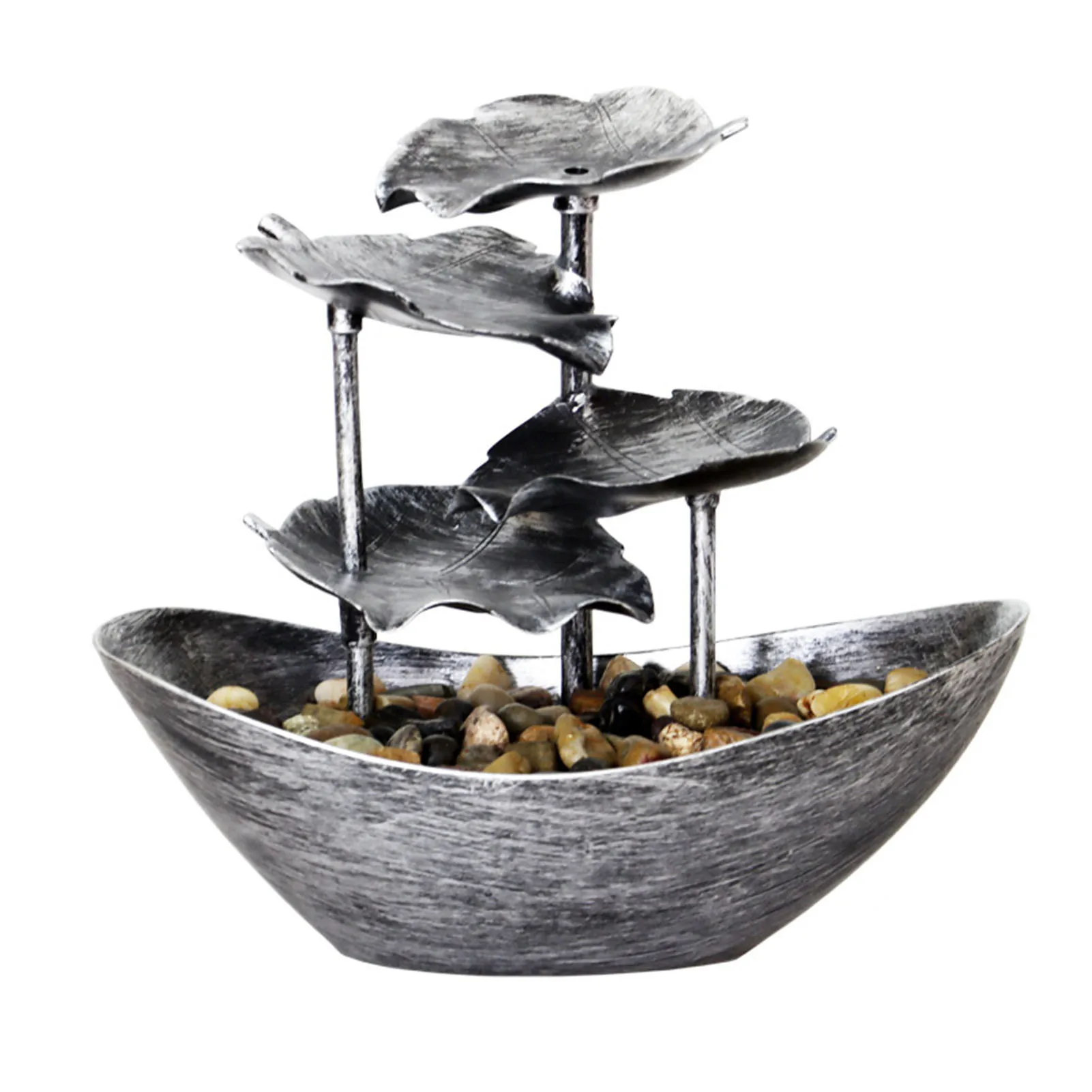 Настольный водяной фонтан 4-ярусный небольшой USB-фонтан с листьями лотоса