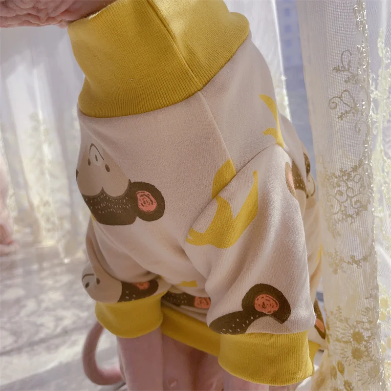 

Свитер с кошечкой Sphynix, модная одежда с мультяшным котом Sphynx, хлопковое нижнее пальто с высоким воротником для Devon Rex зимой