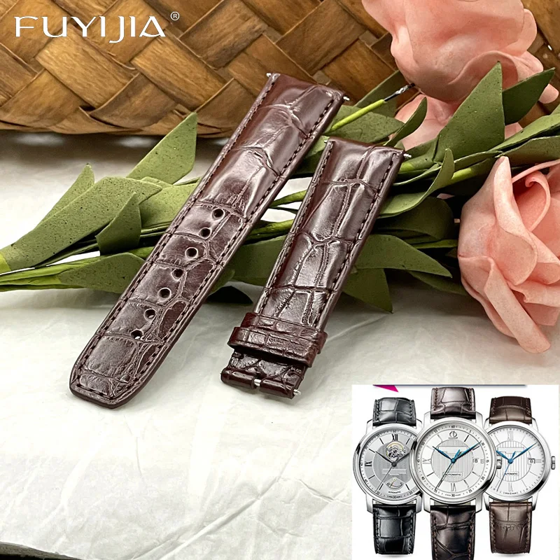 

FUYIJIA Luxury BaumeMercier Watch Band Double-sided Crocodile Skin Watchbands 19MM 20MM 21MM 22MM Custom Genuine Alligator Strap