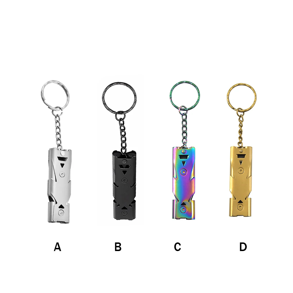 

Portable Outdoors 150dB High Decibel Keychain Whistle Stainless Steel Double Pipe Emergency Survival Whistle Multifunction Tools