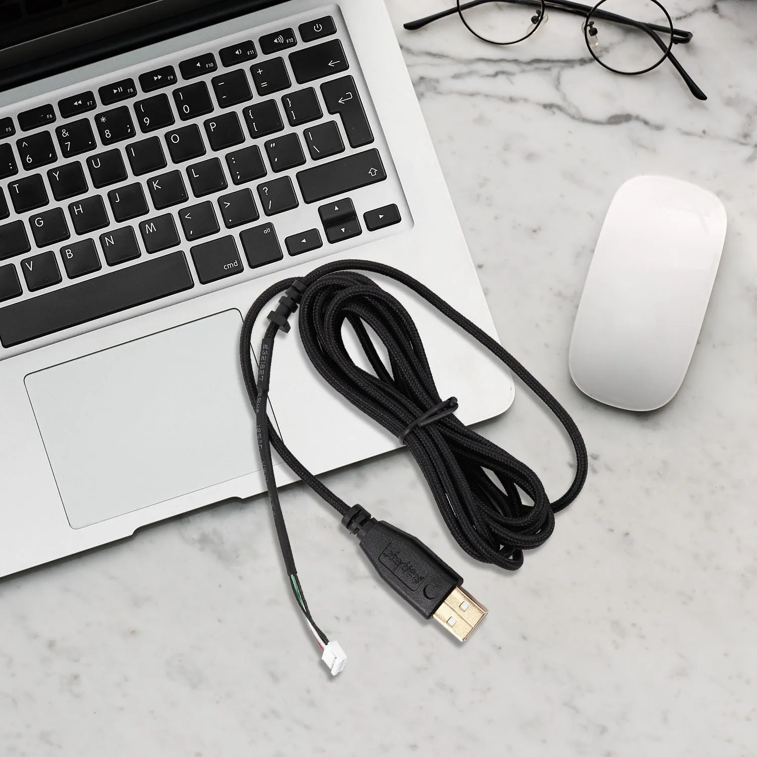 Фото A65I USB-кабель для мышей для Razer Deathadder 2013, прибл. 2,1 м, 5-проводная, 5-контактная сменная игровая мышь с черным золотом №3