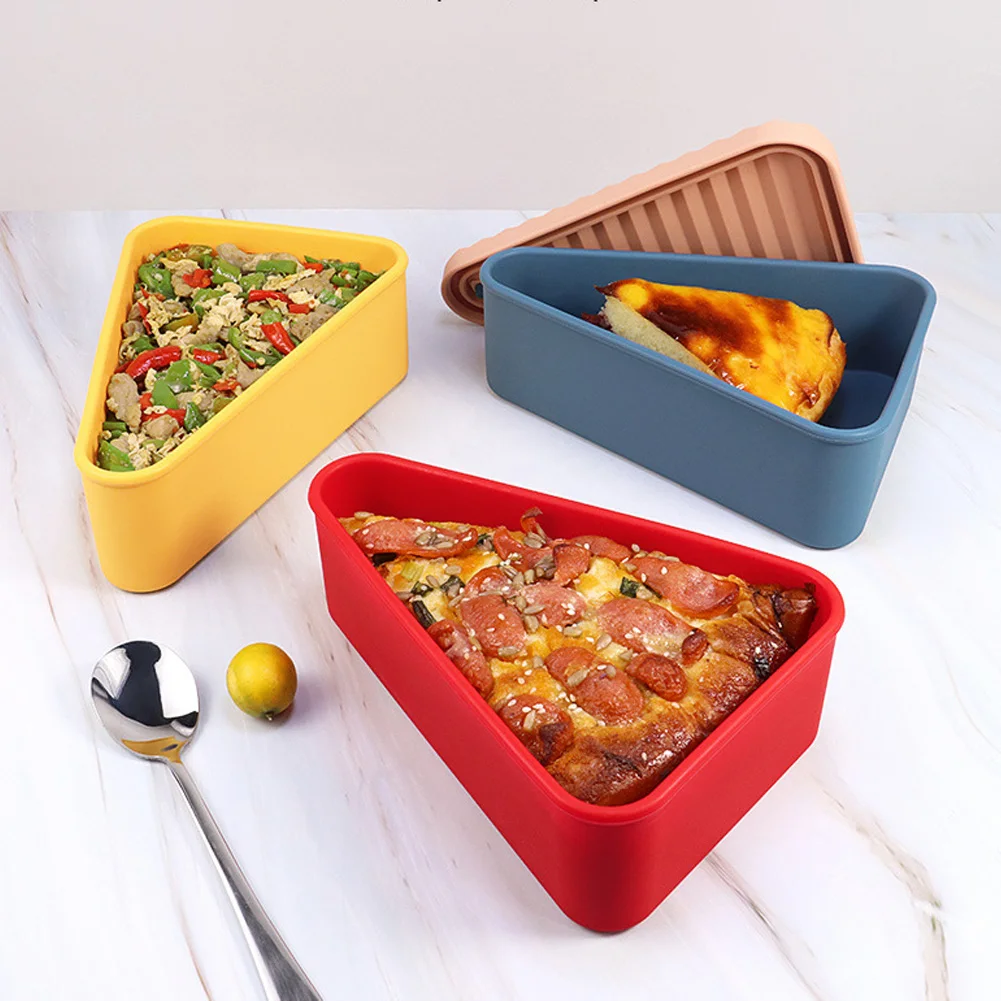 Reusable Pizza Storage Container Microwavable Serving Trays BPA Free Silicone Pizza Slice Container Organizer Save Space