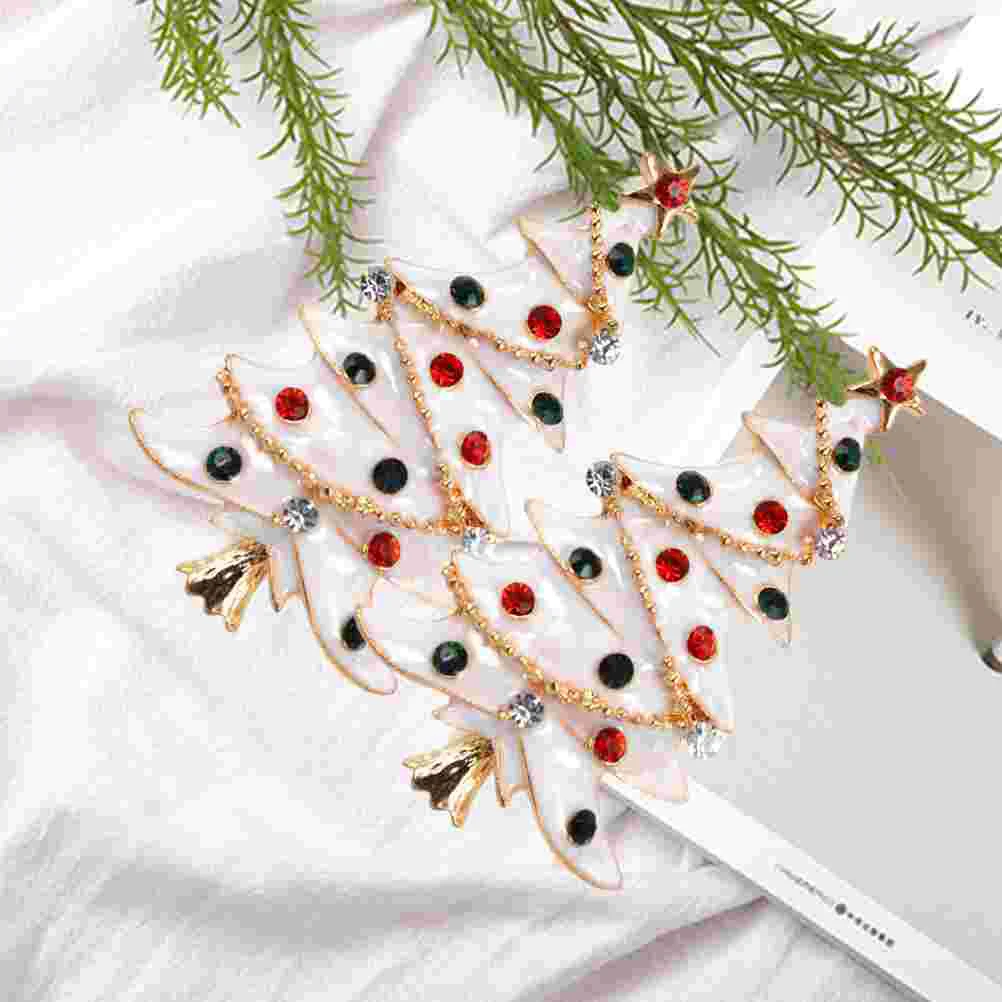 

2pcs Christmas Tree Breastpins Colored Rhinestone Fashion Clothes Decor Creative Gift Breastpin for