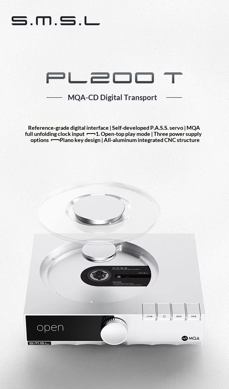 Фото CD-плеер SMSL PL200T с поддержкой воспроизведения звука без потерь, коаксиальный выход, оптоволоконный выход, AES/EBU, поддержка MQA, полное декодирование, идеально подходит для подарков. №3