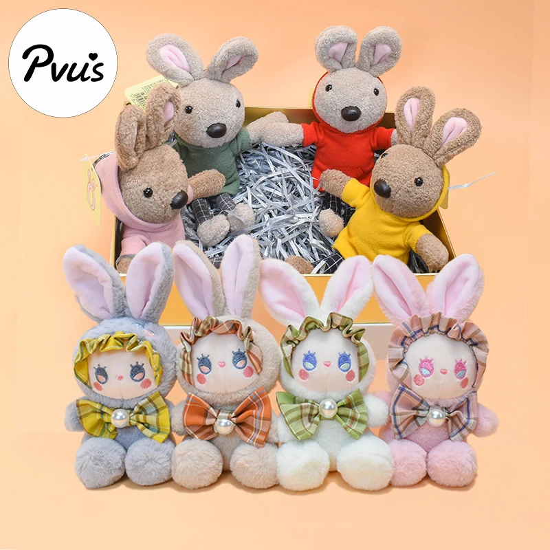 

PVUS Cartoon Cute Lolita Dress Rabbit Plush Backpack Keychain Wedding Valentine Gift Animal Plush Bag Pendant Stuffed Kid Gift