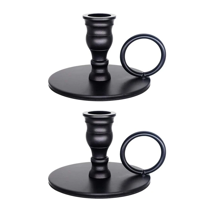 

2Pcs Portable Matte Black Candle Holders, Metal Candle Stand, For Wedding, Birthday,Dinning,Bar Party Decorative Candles