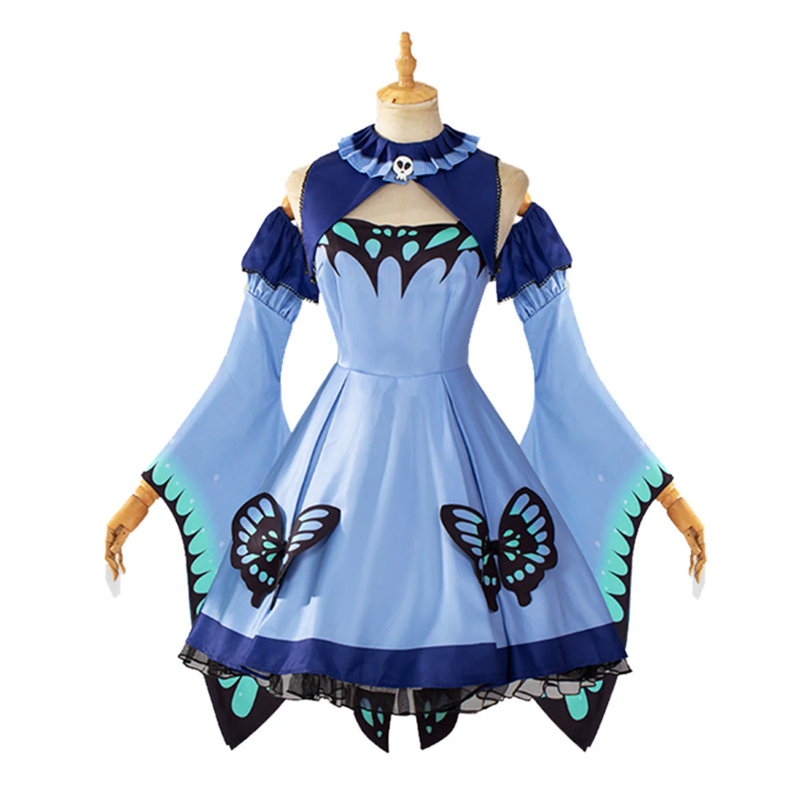 

Uruha Rushia VTuber Cosplay Costume Uniform Suit Christmas Halloween Women Blue Dress