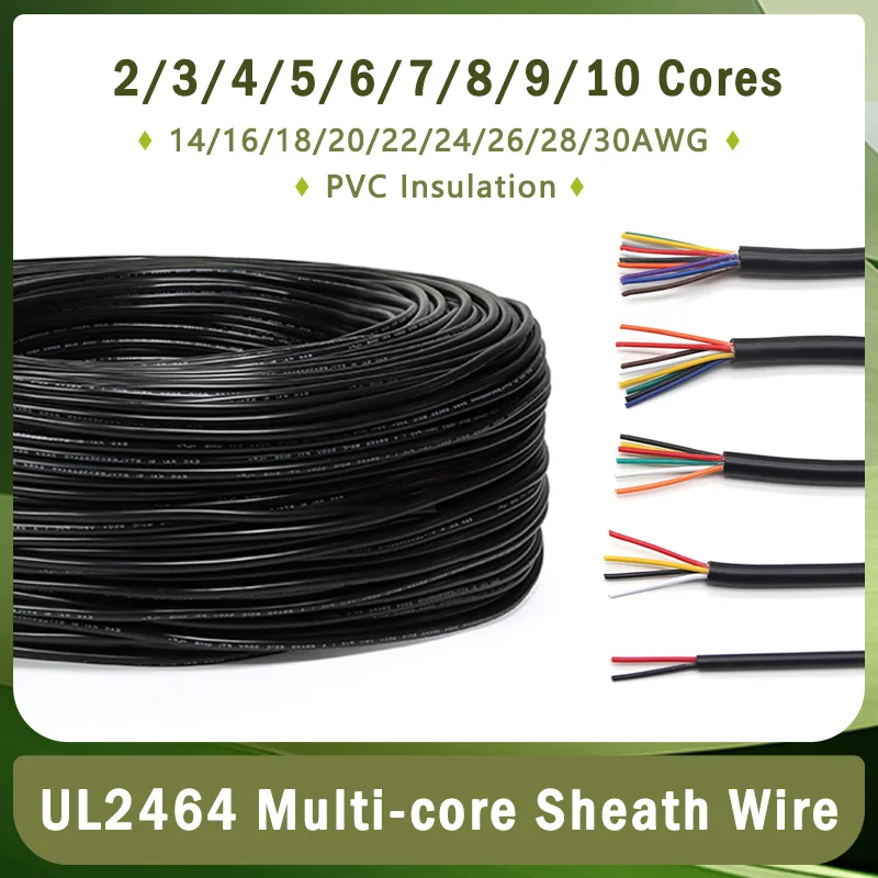 Фото UL2464 Многожильный оболочный провод 30-14AWG 10 9 8 7 6 5 4 3 2 ядра Канальный аудиоизолированный медный кабель Провод управления сигналом 2-10 м №1
