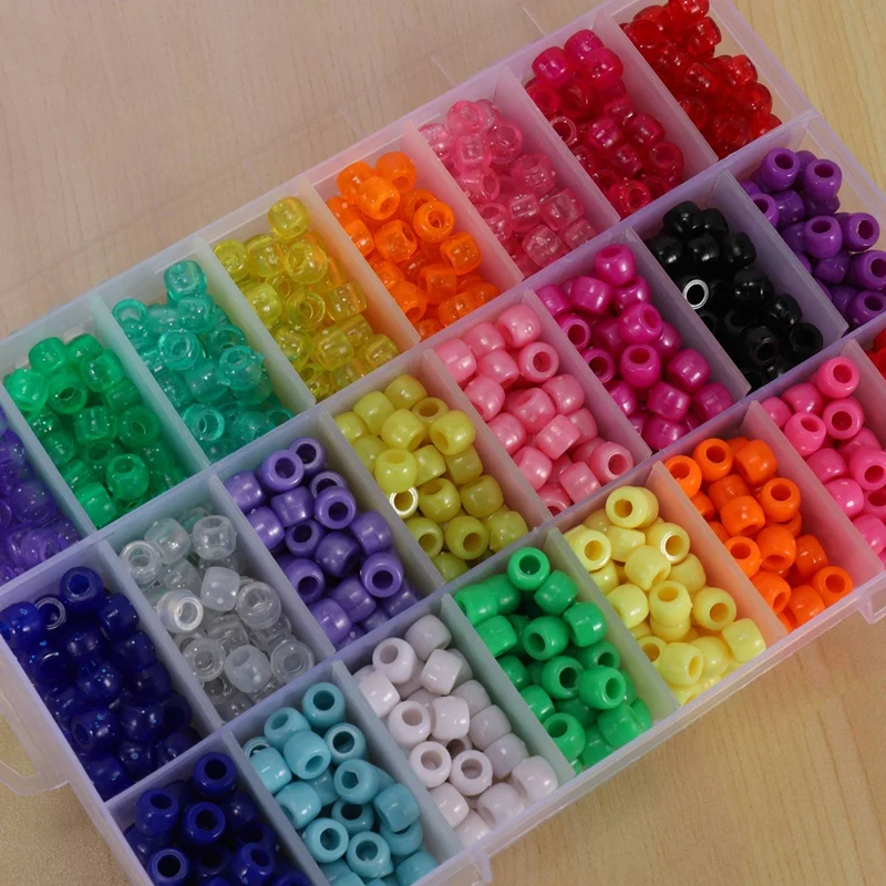 Бусины пони набор из 1900 бусин 9 мм в 24 цветах с эластичной лентой для изготовления