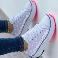 2022 summer new women sneakers platform shoes printed white canvas shoes light and comfortable running shoes size 43 shoes