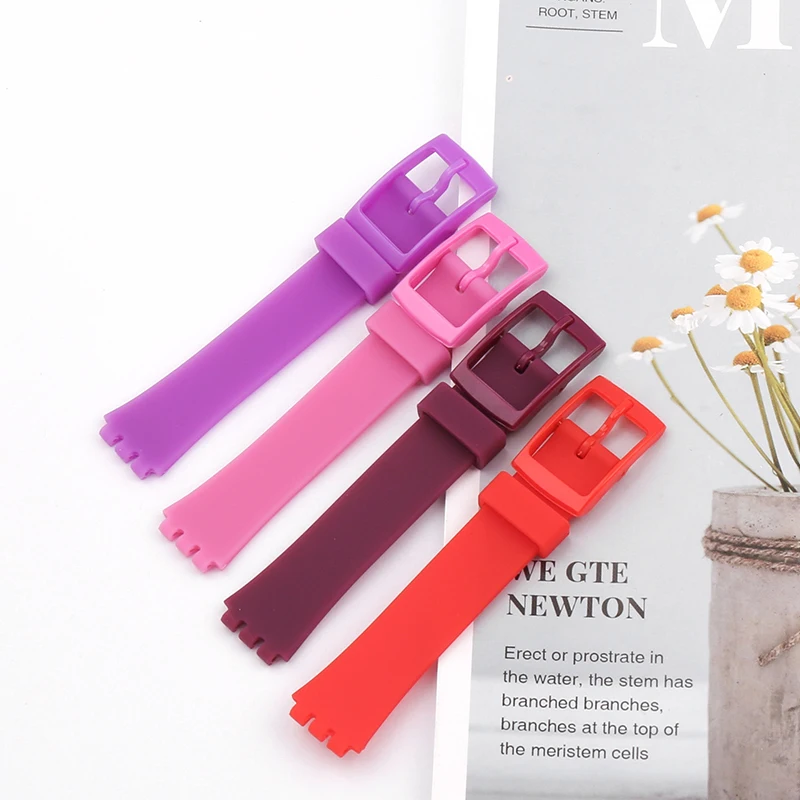 12mm Silicone Watch band For swatch LP131 LW143 LB153 LP150 Children's sports rubber watch strap wristband bracelet buckle