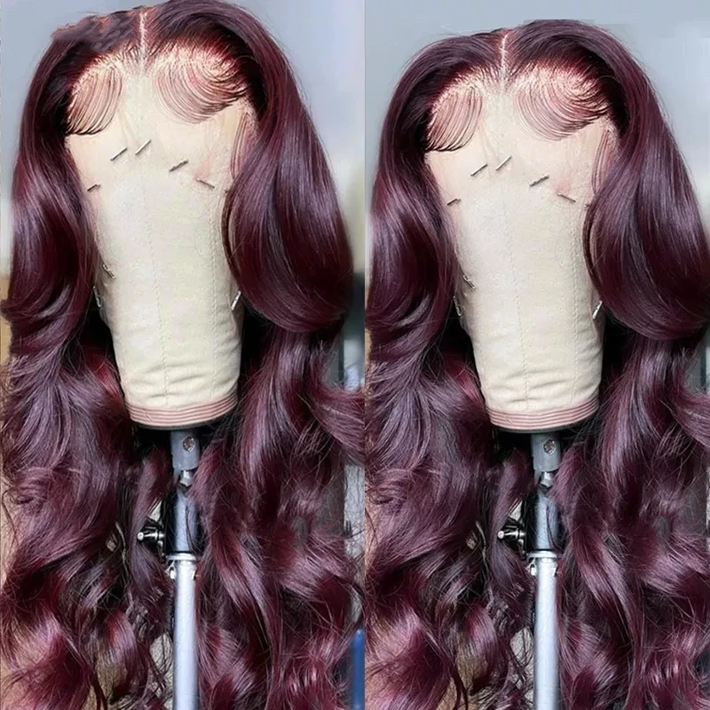 

Бордовые 99j Цветные Волнистые T-образные парики из человеческих волос на сетке для женщин бесклеевые винные перуанские человеческие волосы парики без повреждений предварительно выпрямленные волосы