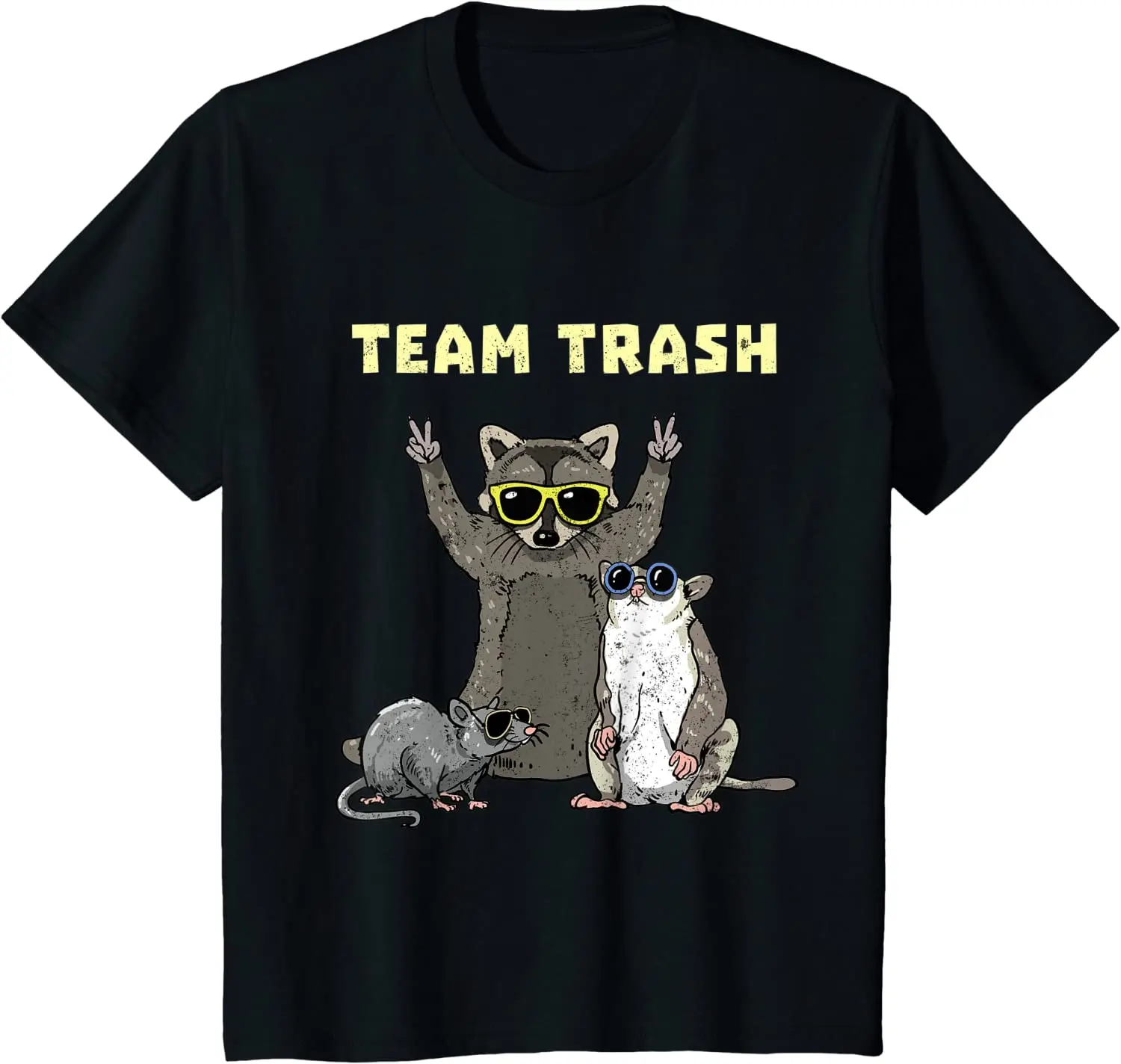 

Team Trash Opossum Raccoon Rat Funny Animals Garbage Gang Short Sleeve T-Shirt Cotton Casual Four Seasons Daily Tees