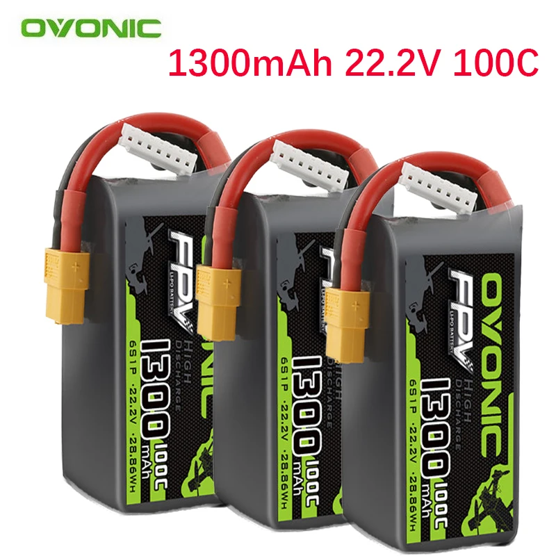 Аккумулятор для радиоуправляемого квадрокоптера OVONIC 100C 1300 мАч 22 2 В Lipo