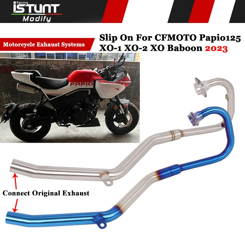 Для CFMOTO Papio 125 XO-1 XO-2 XO Baboon Racing 2023 2024 выхлопные системы мотоцикла нержавеющая труба