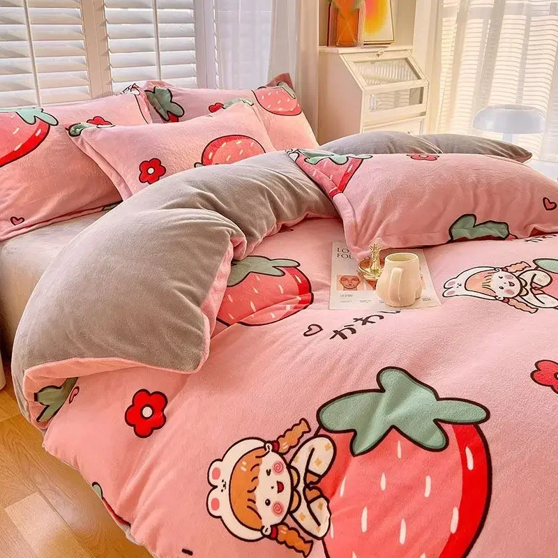 Пододеяльник WOSTAR с принтом в виде Большой клубники розового цвета размер king-size