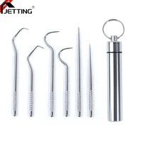1set metal stainless steel oral cleaning tooth flossing artifact portable pendant toothpick tube stronger dental floss