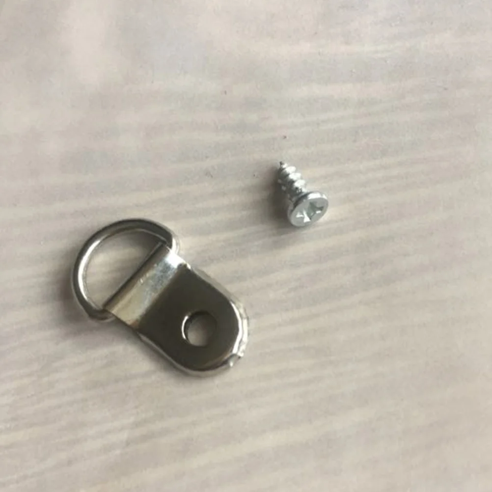 

100 Single Hole Plated Small Heavy Duty D Ring for Hanging Picture Frame Hangers with 100 Screws