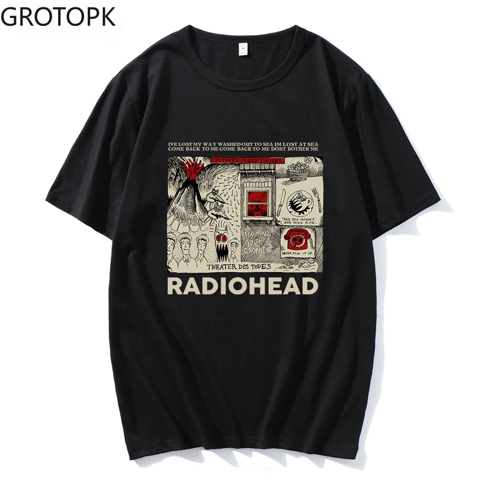 

Radiohead T Shirt Vintage Hip Hop Rock Band T-shirts Unisex Music Fans Funny Prints Men's Short Sleeve 100% Cotton Harajuku Tees