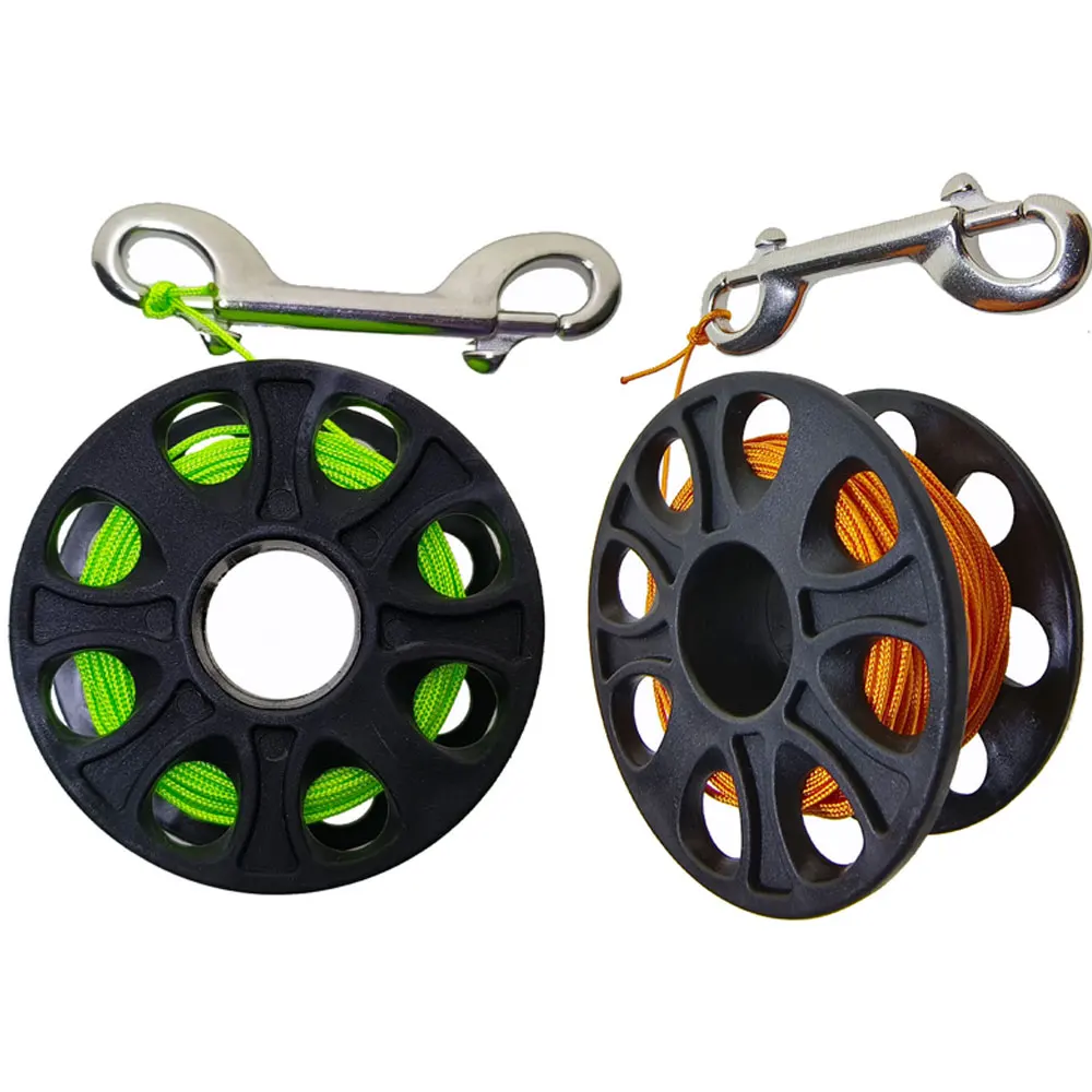 30M Scuba Diving Plastic Spool Finger Reel with Stainless Steel Bolt Snap Hook SMB Safe Equipment BCD Accessories
