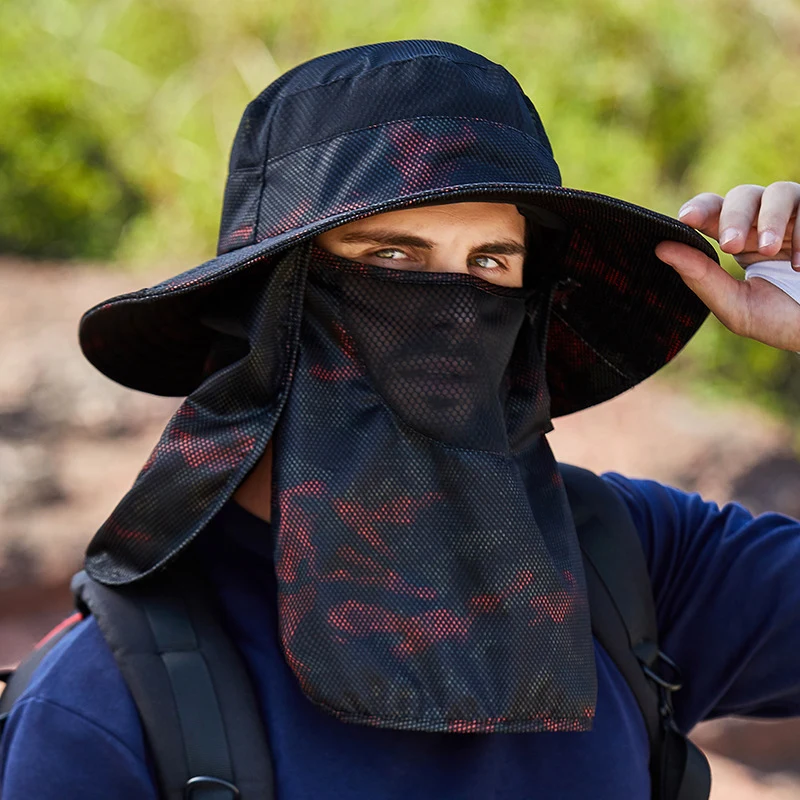 Summer Sun Hats Men's Large Bucket Cap Foldable Breathable Anti UV Sun-proof Outdoor Hiking Fishing Male Designer Camouflage Hat