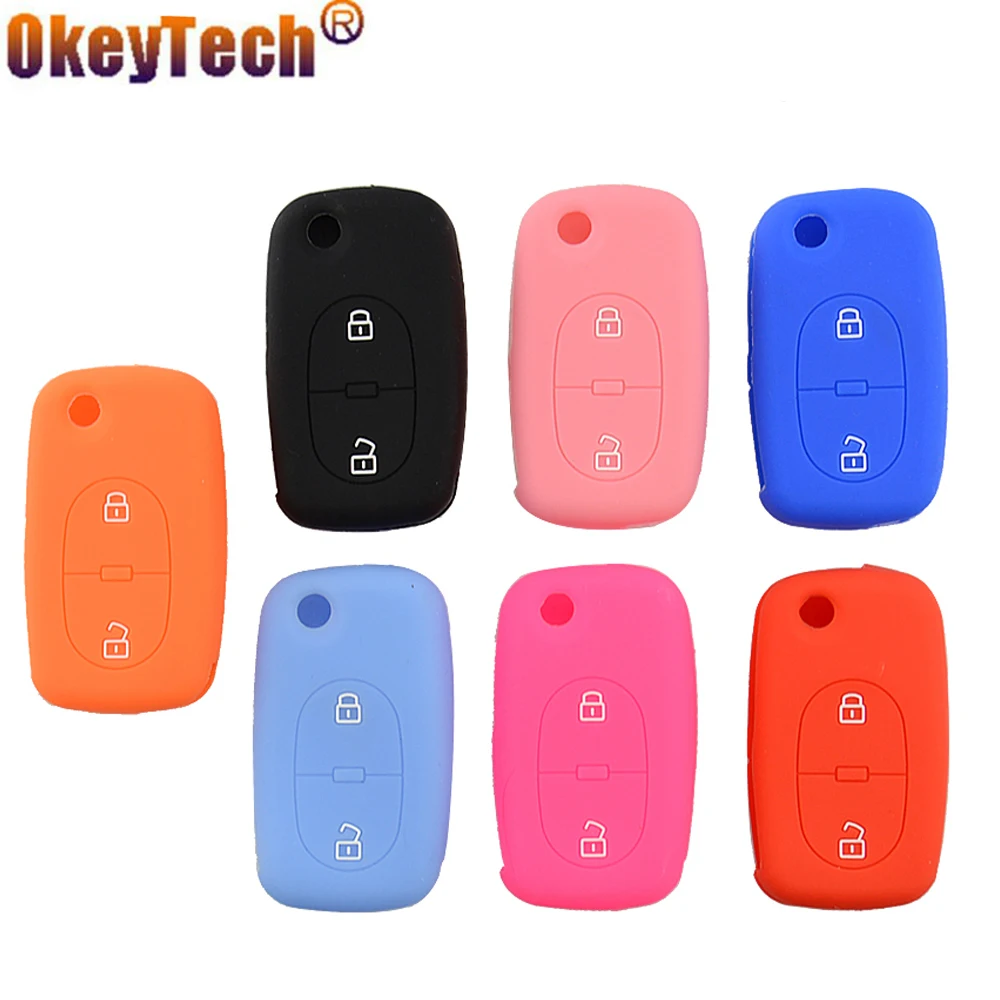 

OkeyTech for Audi A2 A3 A4 A6 Old Mode 2 Button Flip Folding Silicone Rubber Key Case Car Key Fob Cover Shell Skin Protector Bag