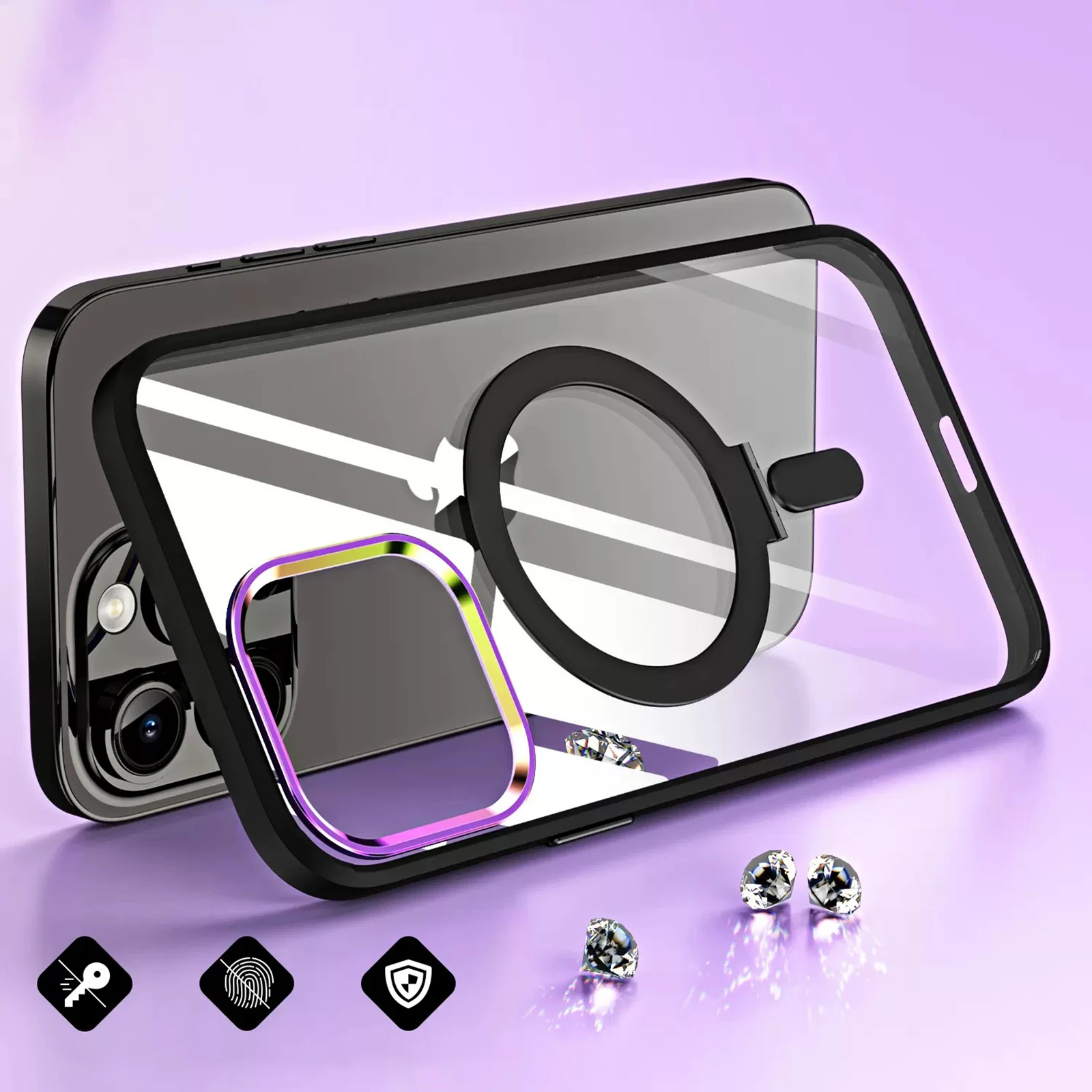 

For Magsafe Wirelesss Transparent Hard Case for iPhone 14 Pro Max Plus Luxury Clear Magnetic Case Protective Bracket Phone Cover