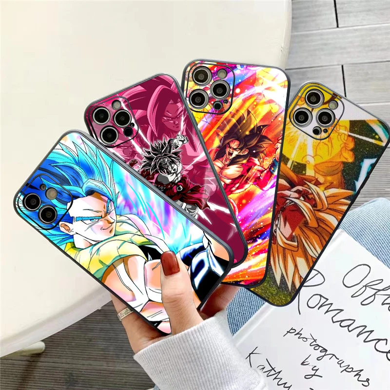 

Japanese Cartoon Anime Dragon Ball Phone Case For Funda iPhone 11 12 13 Pro Max 12 13 Mini X XR XS Max 5 6 7 8 Plus Etui Black