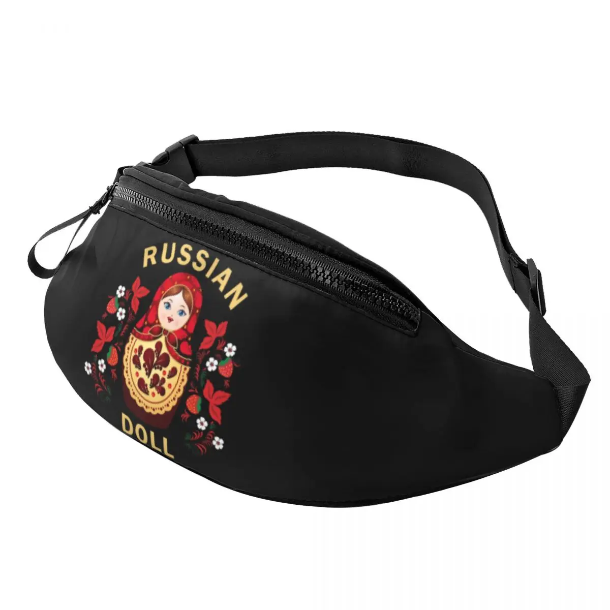 

Matryoshka Russian Doll Fanny Pack Women Men Custom Flowers Pattern Crossbody Waist Bag for Running Phone Money Pouch