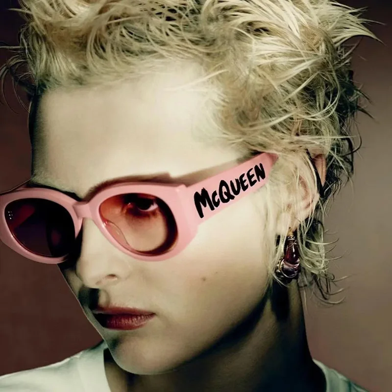 

Personalized Letter Printing Style Sunglasses Women 2022 Brand Korean Style Luxury Designer Big Frame Trends Small Oval Frame