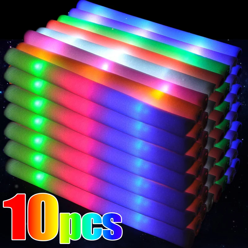 

LED Glow Sticks Colorful RGB Fluorescent Luminous Foam Stick Cheer Tube Glowing Light For Wedding Birthday Party Supplies Props