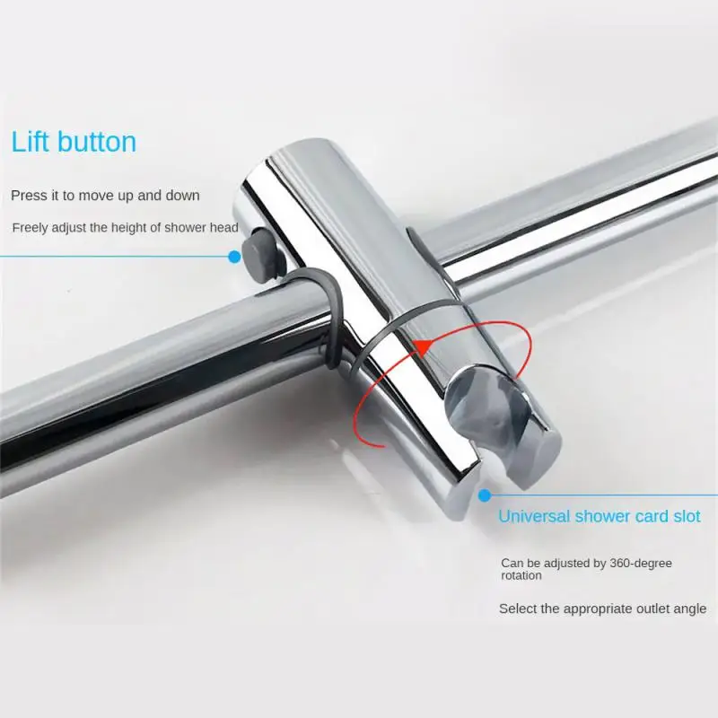 

Inline Lifting Button Shower Bracket Fixture Electroplated Appearance Spray Nozzle Guide Rail Sliding Bracket General Shower Rod