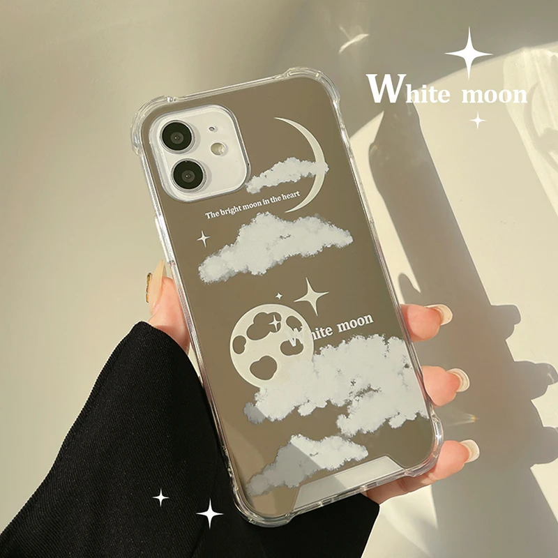 

INS Style Makeup Mirror Moon Cloud Pattern Phone Case For IPhone8 7 11 12 13 Pro Max X XS Max XR Plus SE2 SE3 7Plus MINI
